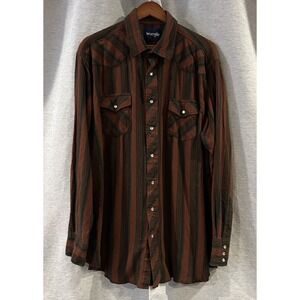 Vtg Wrangler‎ Brushpopper Shirt Western Rodeo Cowboy Striped Flawed